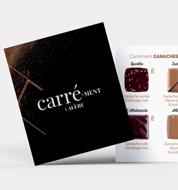 Chocolaterie Lalère - Brand design, brand marketing, dépliant, packaging, réalisé par bonbay agence de communication digitale et graphique à Bordeaux